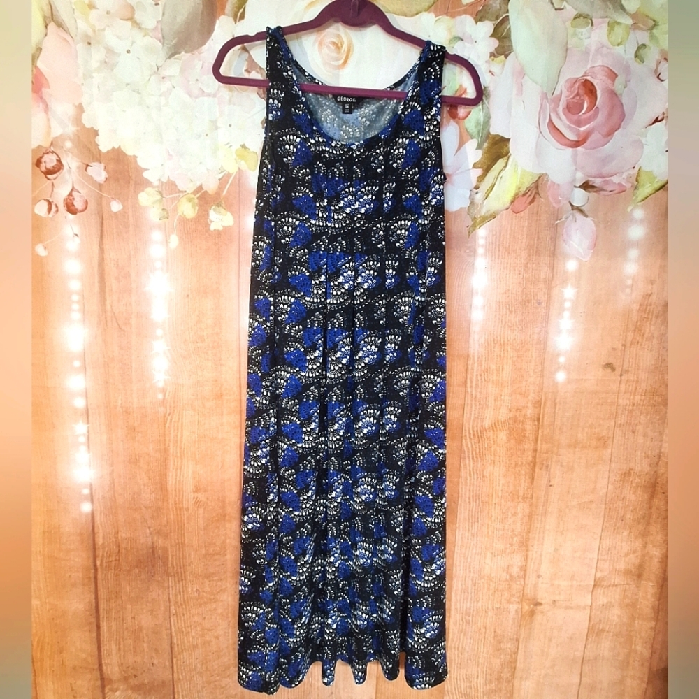 George blue and black summer dress size small 4-6